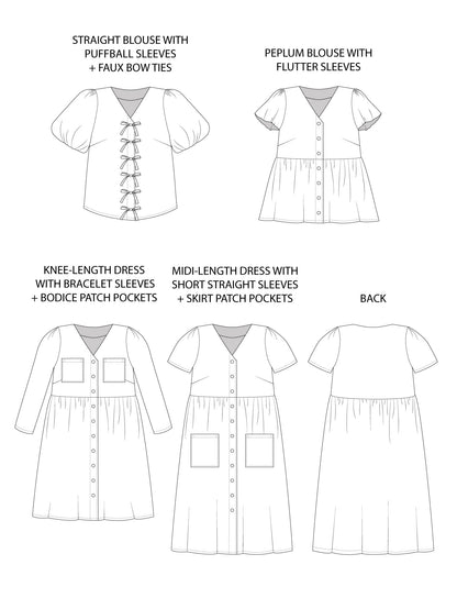 Nell Blouse and Dress Sewing Pattern - Tilly and the Buttons