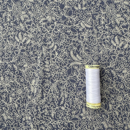 Trailing Flora in Stone on Steel Blue / Grey Supima Cotton Fabric (Ex Designer)