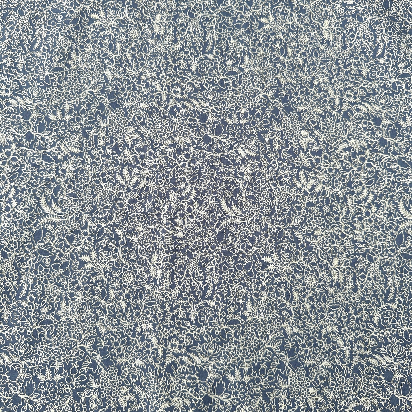 Trailing Flora in Stone on Steel Blue / Grey Supima Cotton Fabric (Ex Designer)