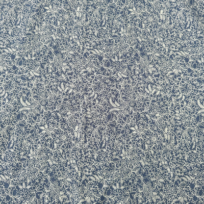 Trailing Flora in Stone on Steel Blue / Grey Supima Cotton Fabric (Ex Designer)