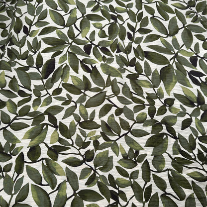 Trailing Leaves Viscose Blend Fabric in Olive Green