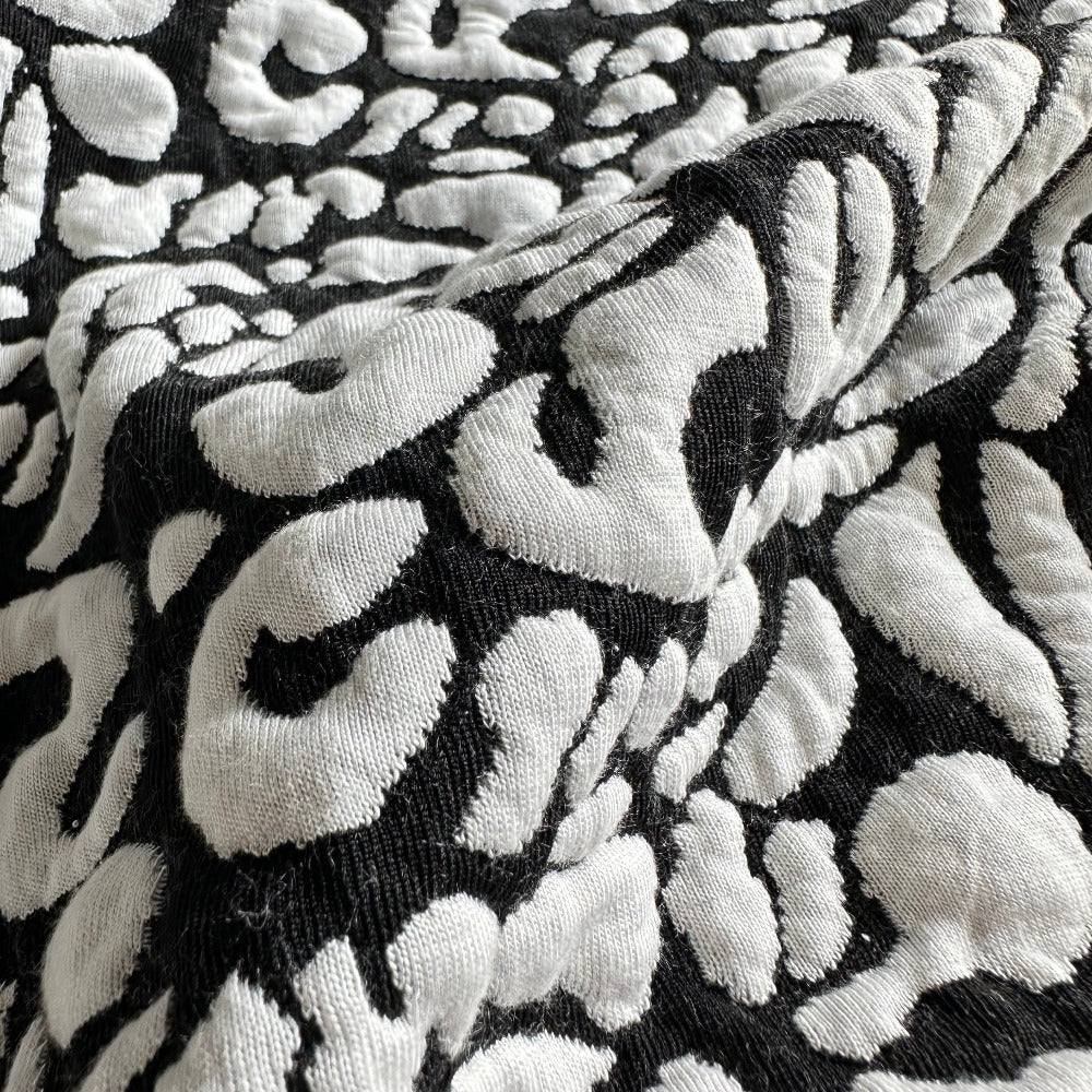 Vera Jacquard Knit Fabric in Black and Off White - 85cm Piece