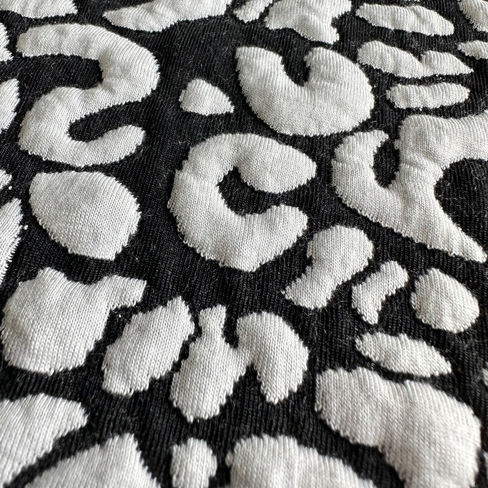 Vera Jacquard Knit Fabric in Black and Off White - 85cm Piece