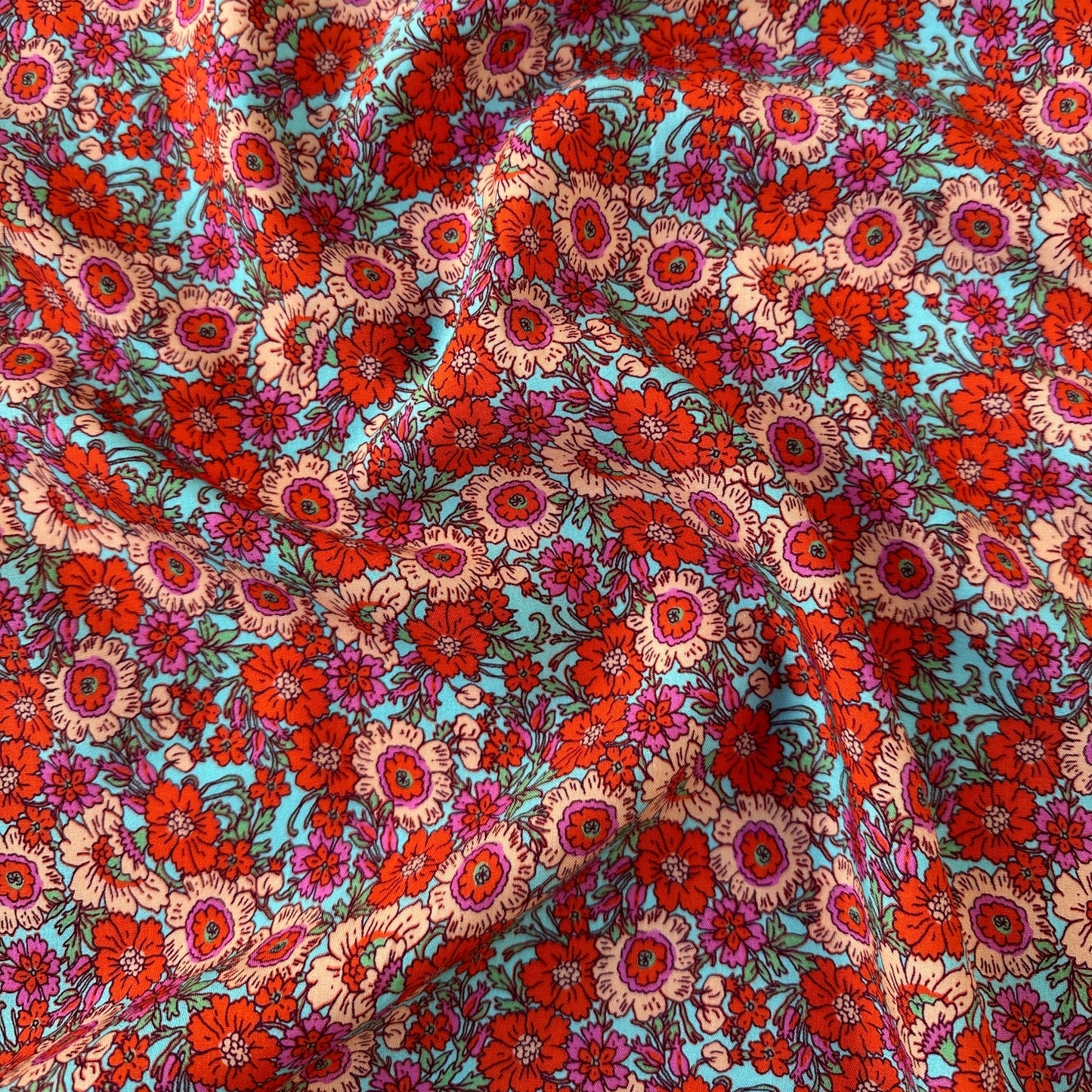 Vibrant Flowers Viscose Fabric