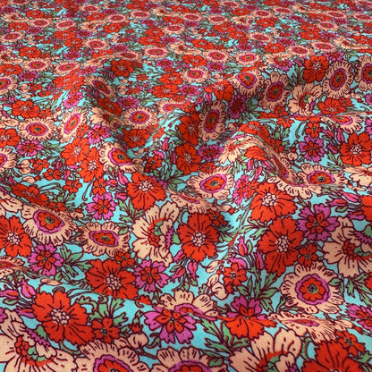 Vibrant Flowers Viscose Fabric