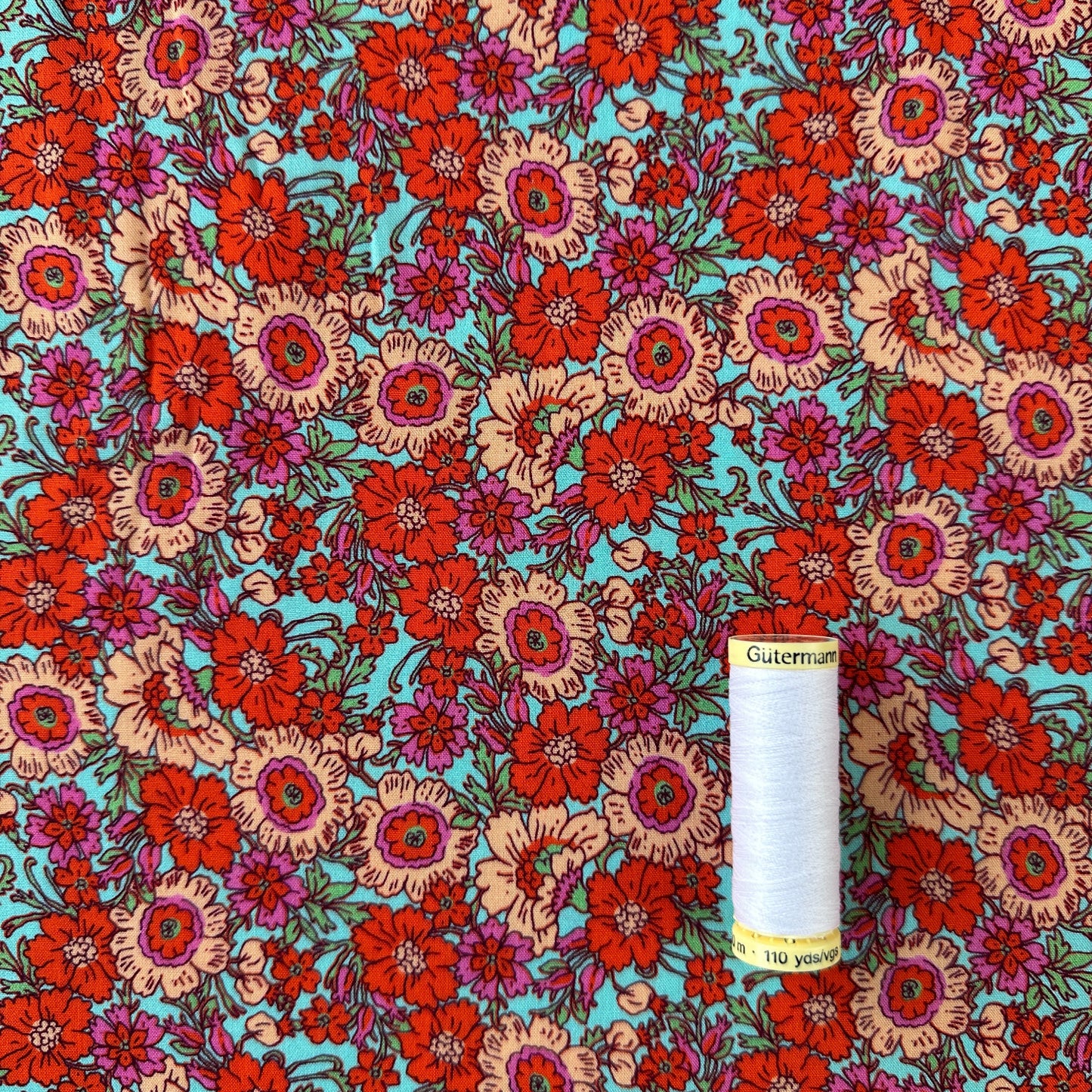 Vibrant Flowers Viscose Fabric