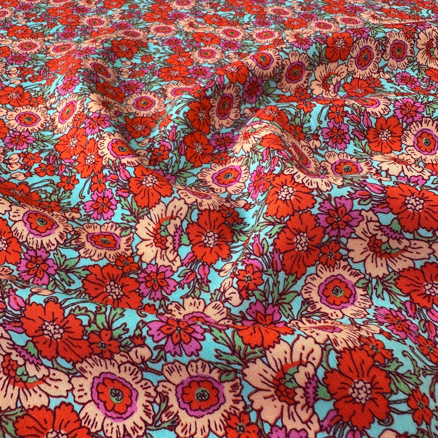 Vibrant Flowers Viscose Fabric