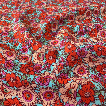 Vibrant Flowers Viscose Fabric