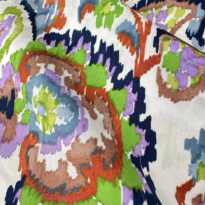 Watercolour Paisley Pima Cotton Lawn Fabric in Green