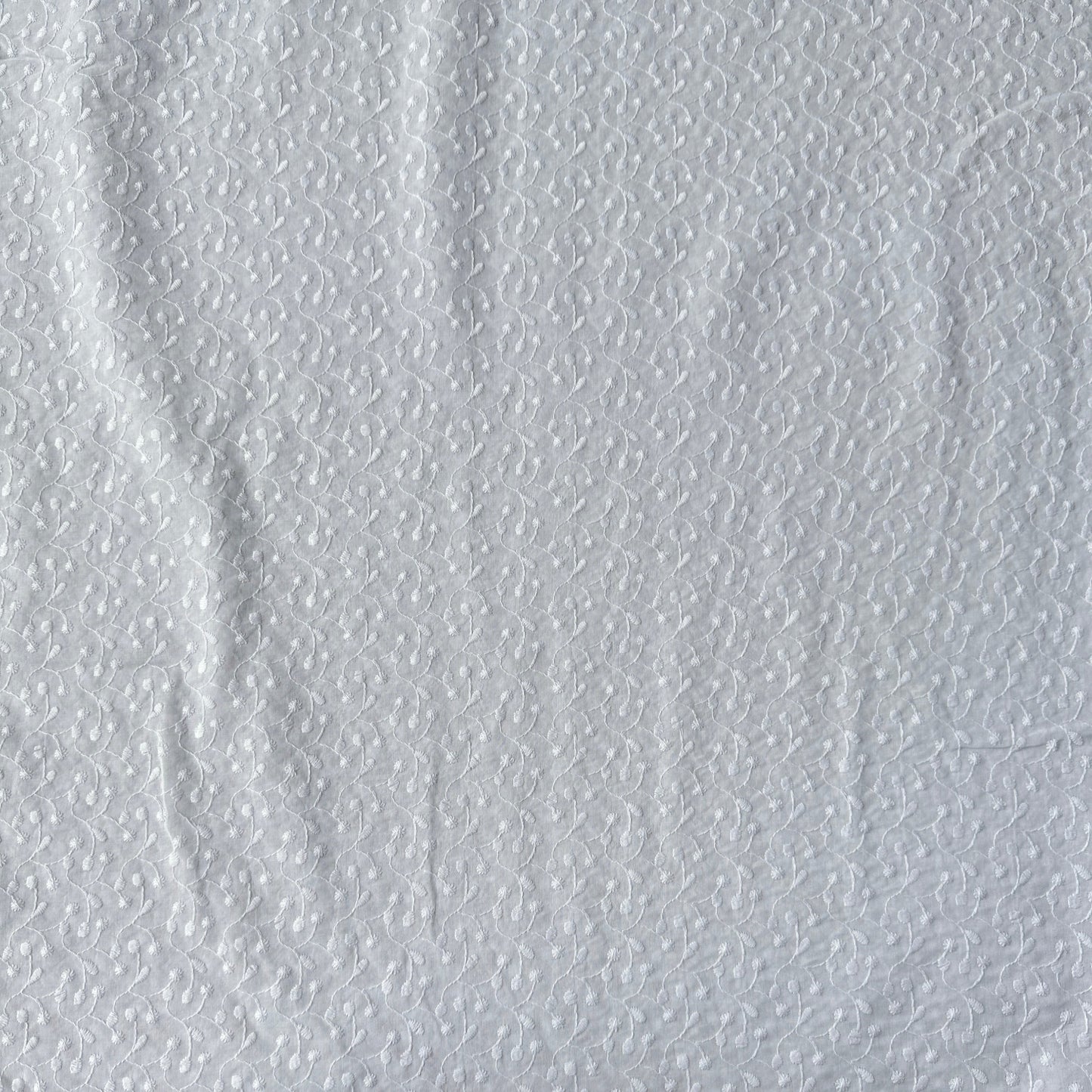 White Embroidered Cotton Lawn Fabric