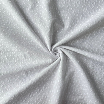 White Embroidered Cotton Lawn Fabric