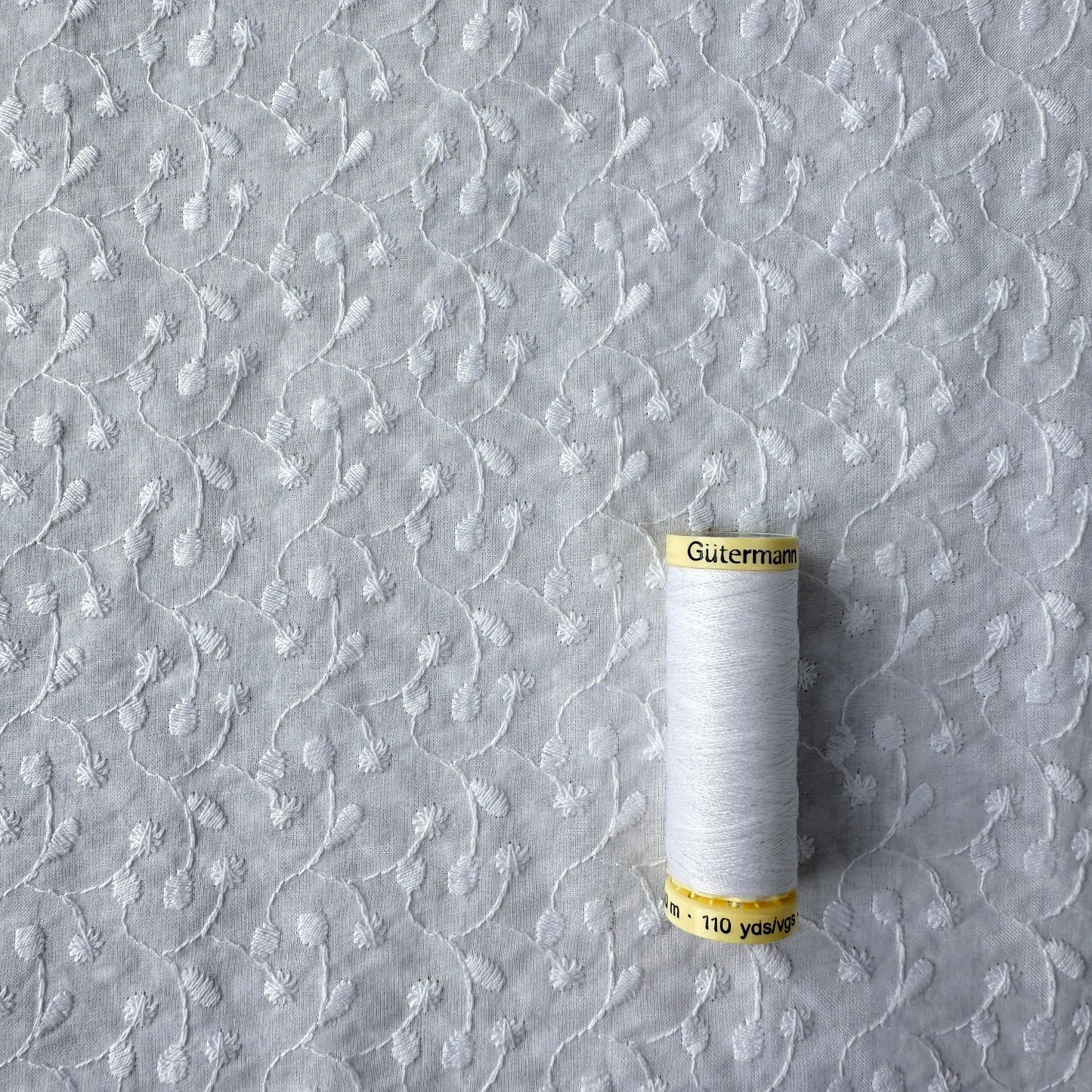 White Embroidered Cotton Lawn Fabric