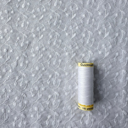 White Embroidered Cotton Lawn Fabric