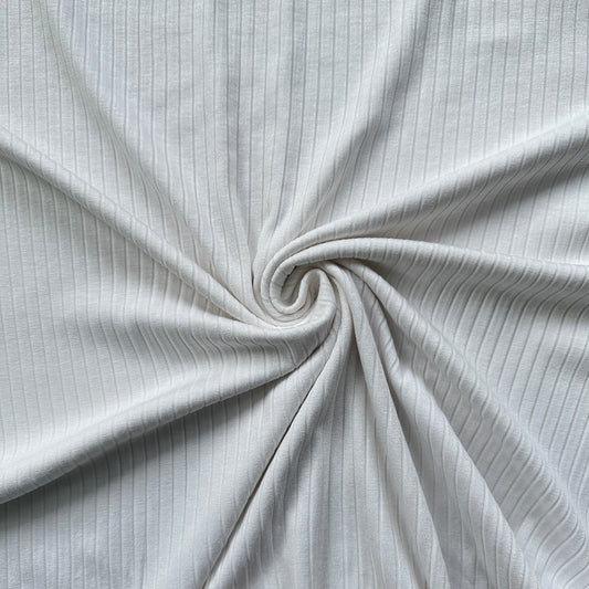 White Rib Knit Viscose Jersey Fabric