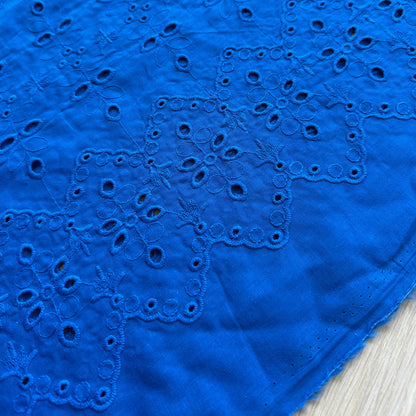 Zig Zag Cotton Broderie Anglaise Fabric in Sapphire Blue