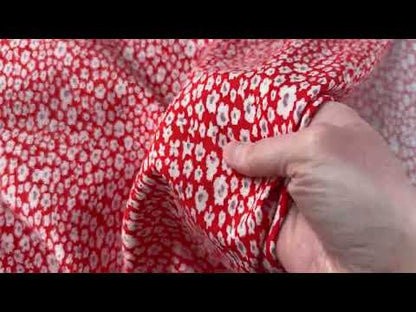 Abstract Floral Lyocell Fabric in Red
