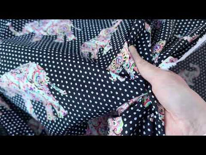 Paisley Elephants on Polka Dot Cotton Poplin Fabric (Ex Designer)