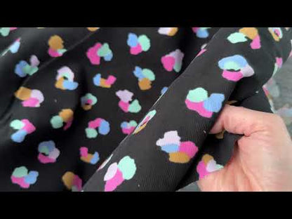 Animal Print Cotton Babycord Fabric in Black