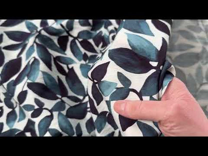 Trailing Leaves Viscose Blend Fabric in Blue
