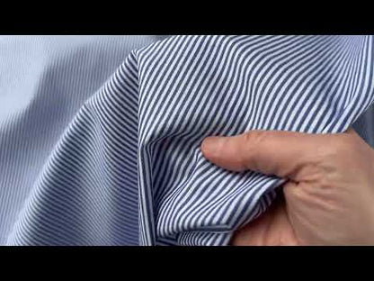 Blue and White Striped Cotton Fabric (Ex Designer)