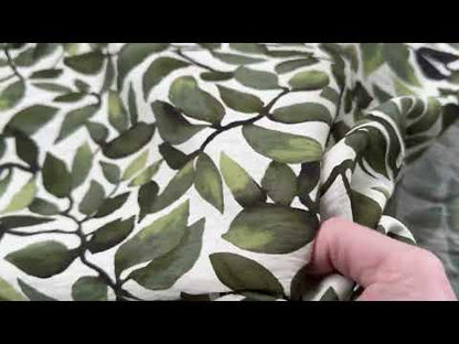 Trailing Leaves Viscose Blend Fabric in Olive Green