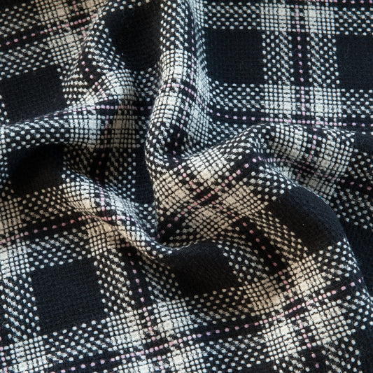 Black, White and Pink Check Wool