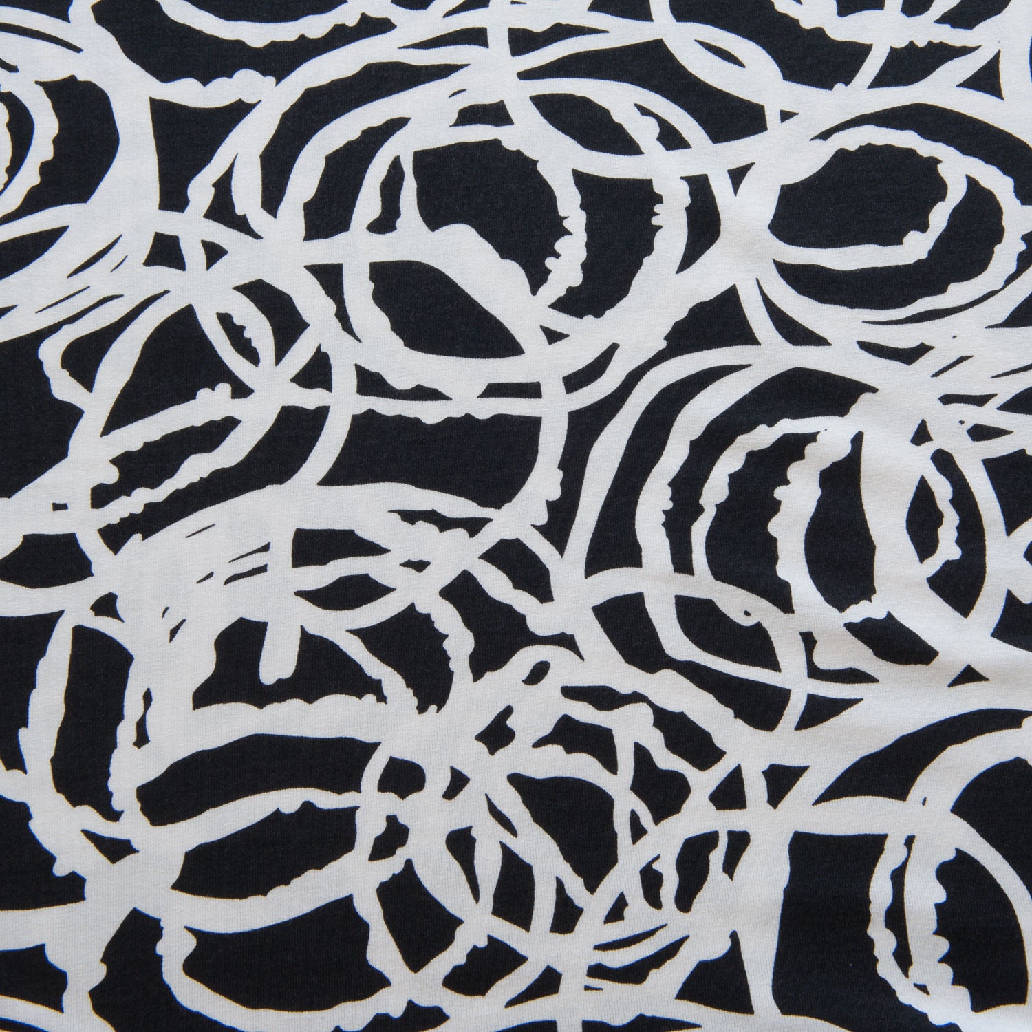 Black and Ivory Circles Viscose Jersey Fabric
