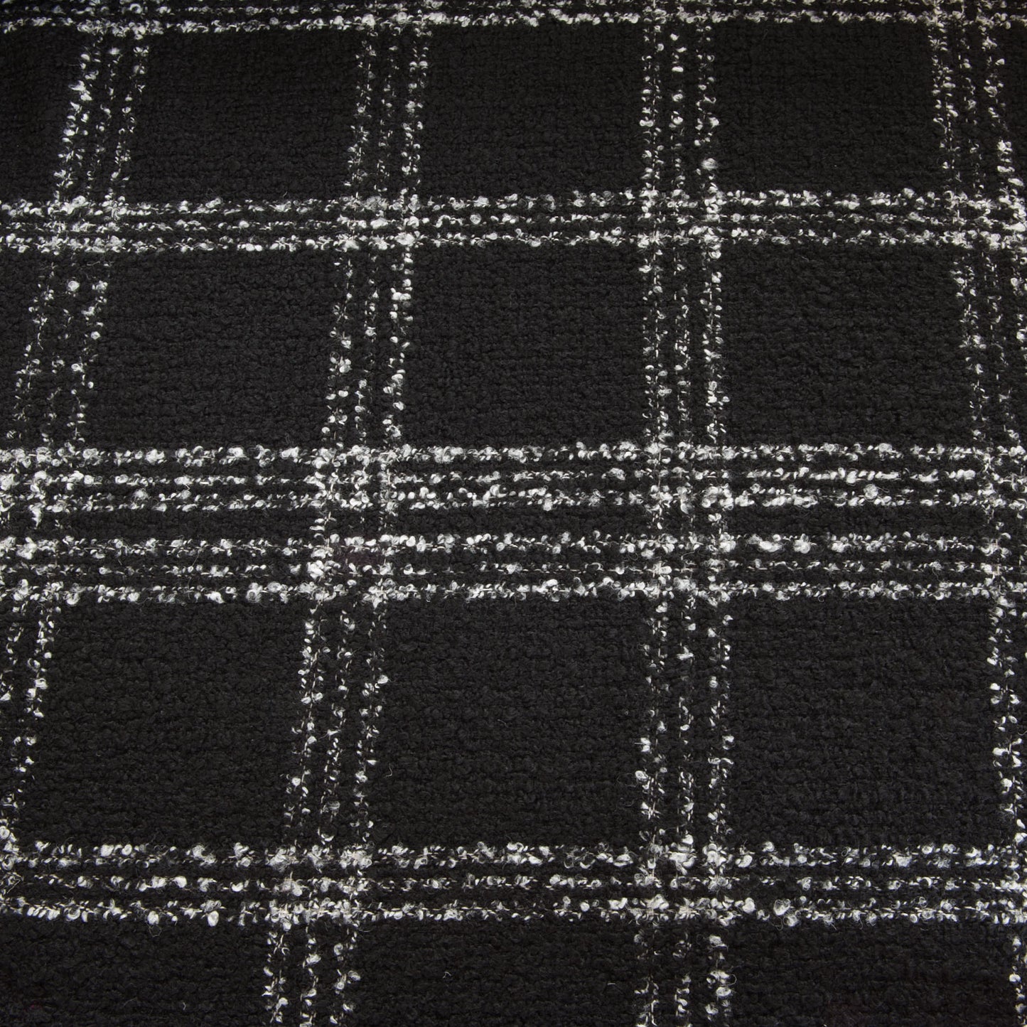 Black and White Check Wool Blend Boucle