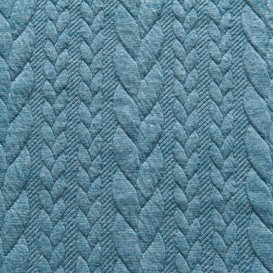 Cable Knit Jacquard Jersey - Aqua - 1.8m Piece