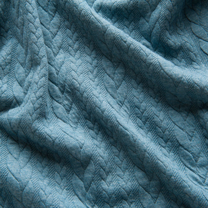 Cable Knit Jacquard Jersey - Aqua - 1.8m Piece