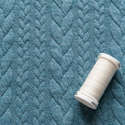 Cable Knit Jacquard Jersey - Aqua - 1.8m Piece