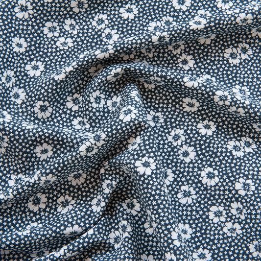 Charcoal and White Floral Polyester