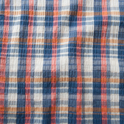 Checked Cotton Viscose Seersucker Fabric