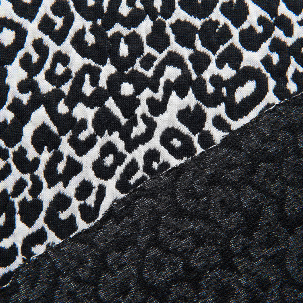 Black and White Leopard Jacquard Knit