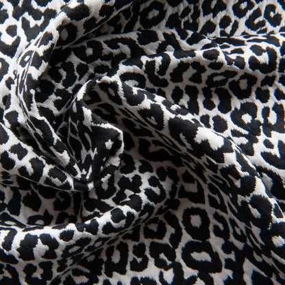 Black and White Leopard Jacquard Knit