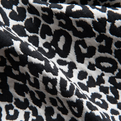 Black and White Leopard Jacquard Knit