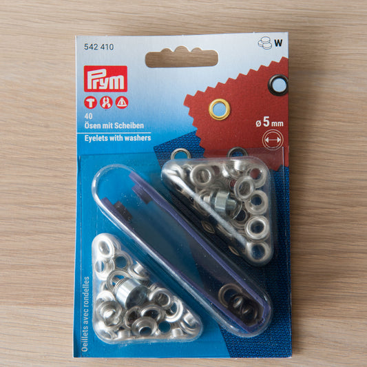 542410 | Prym Silver Eyelets with Washers 5mm