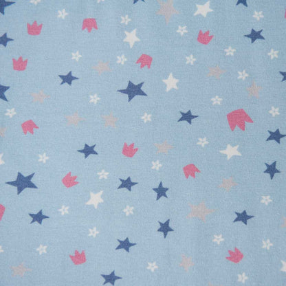 Light Blue Stars and Crown Cotton Jersey by Stof Fabrics