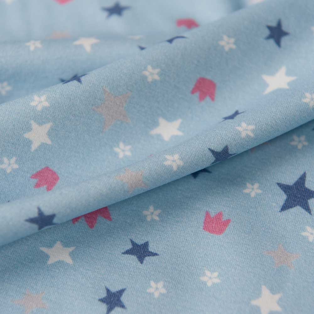 Light Blue Stars and Crown Cotton Jersey by Stof Fabrics