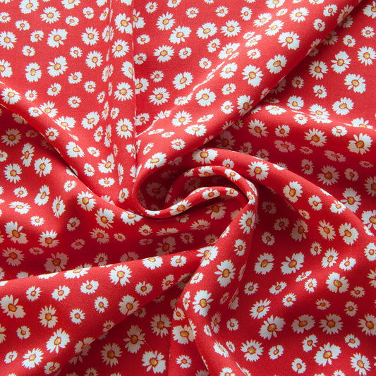 Daisies Viscose in Red - 80cm