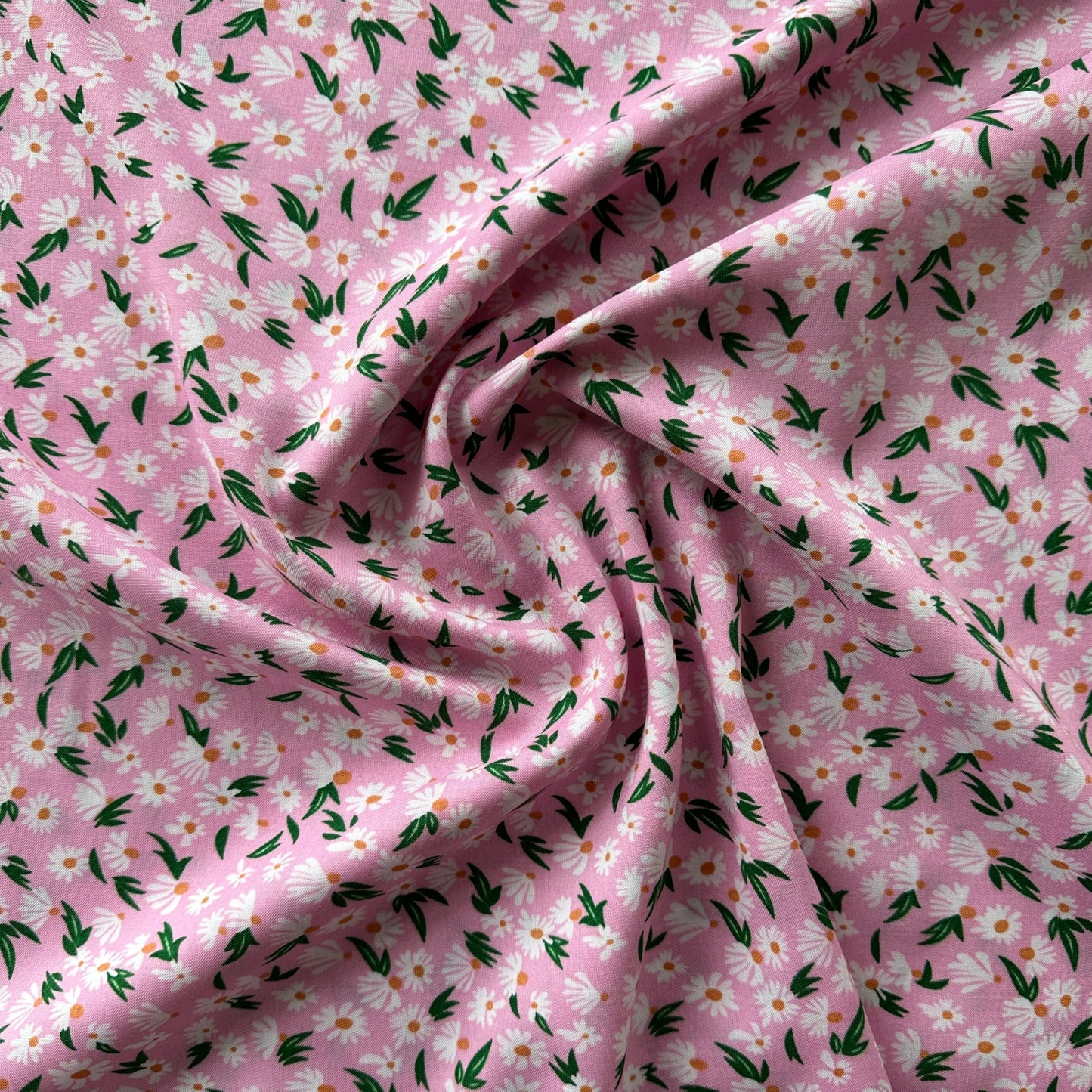 Daisy Viscose Fabric in Pink