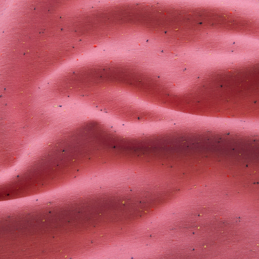 Cosy Colours Flecked Sweatshirt Fabric in Dark Rose