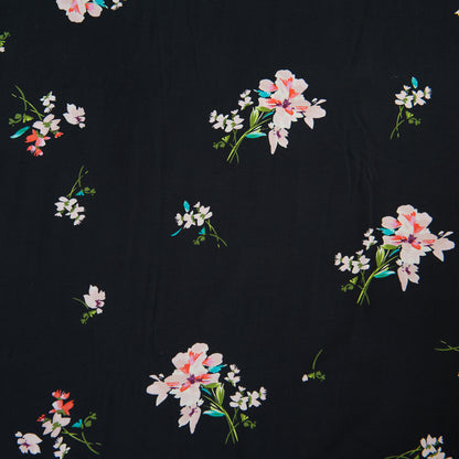 Floral Posy Viscose - Black - 60cm