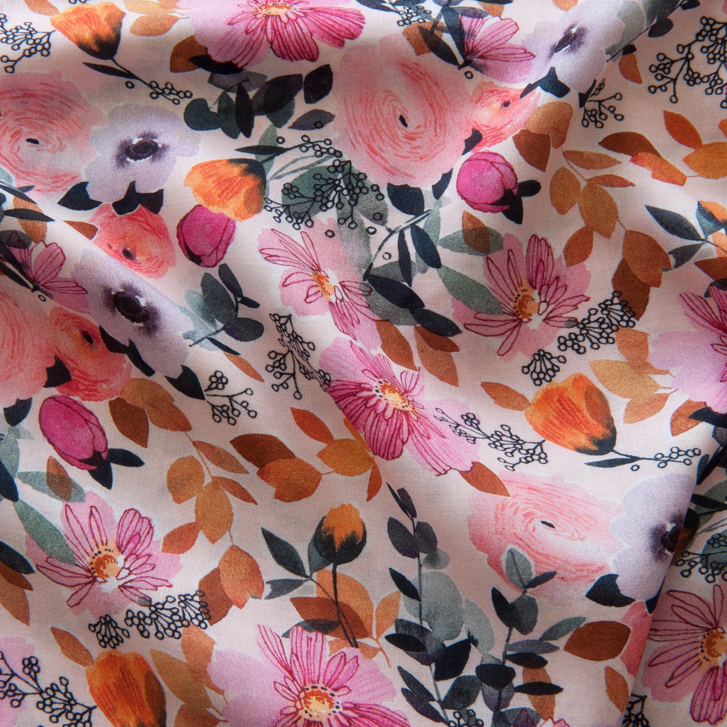 Flora Rayon Fabric in Pink - Dashwood Studio / Victoria Johnson