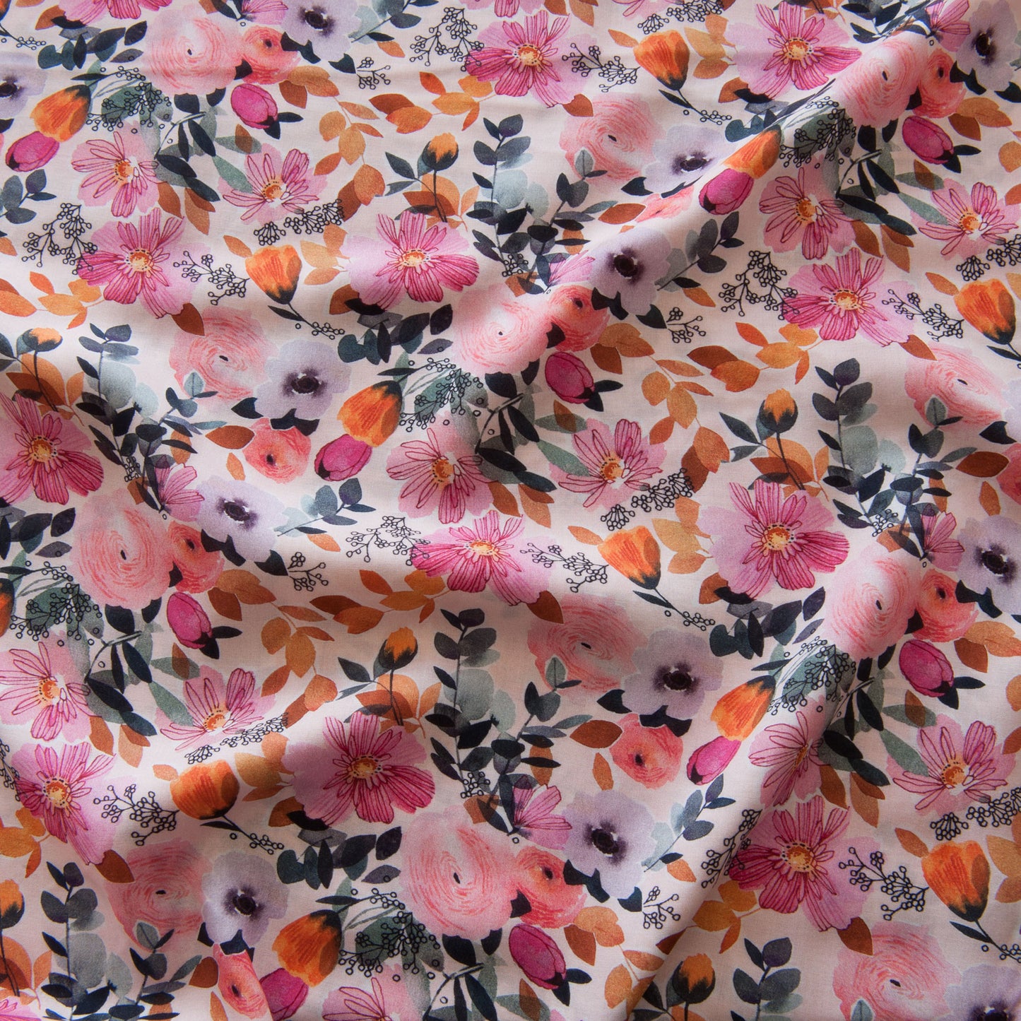 Flora Rayon Fabric in Pink - Dashwood Studio / Victoria Johnson