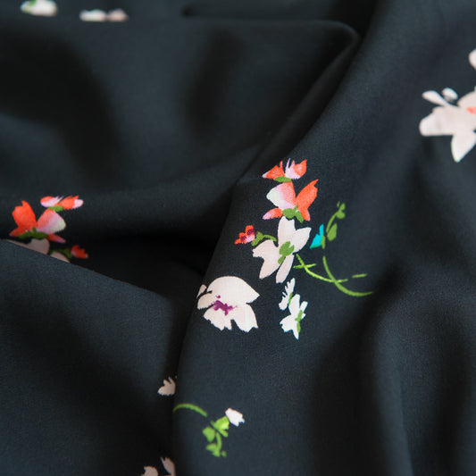 Floral Posy Viscose - Black - 60cm