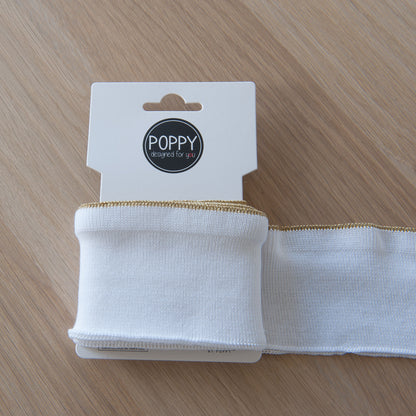 Gold Lurex Ruffle Cuffs 7cm in Ecru