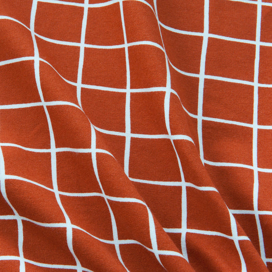 Grid Organic Cotton Soft Sweat in Rust - 60cm