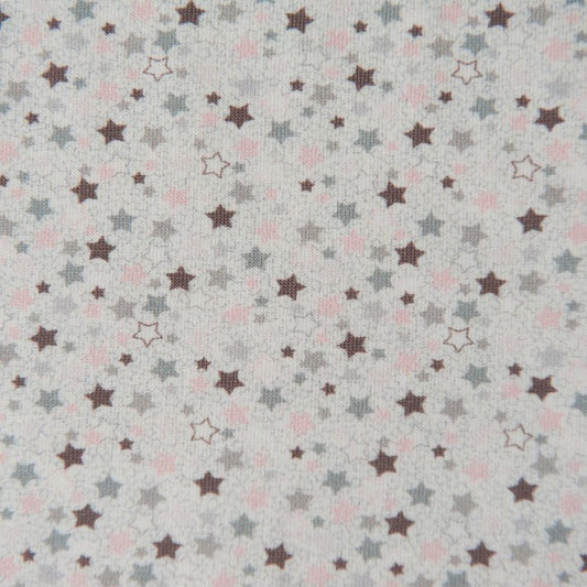 Light Grey With Pink and Grey Stars Cotton Jersey by Stof Fabrics