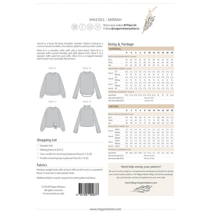 Jarrah Sweater Sewing Pattern - Megan Nielsen Patterns